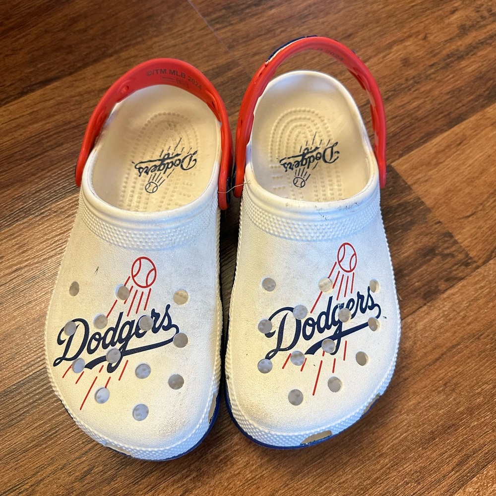 Kids Shoes - Dodgers crocs White and Red